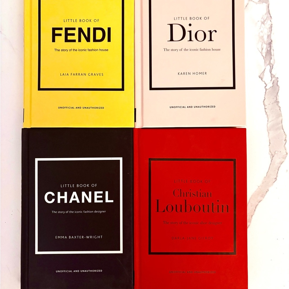 Dior Fashion Book Set with Red, Yellow, Black, and Blue Covers
